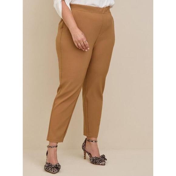 Torrid Pull On High Rise Taper Dress Pant Size 0T In Brown - Picture 1 of 8